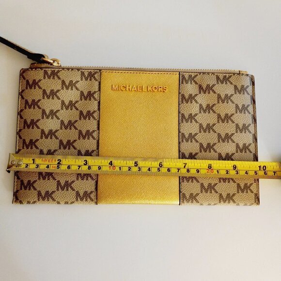 Michael Kors Tan Signature Wristlet Gold Stripe - Picture 3 of 9